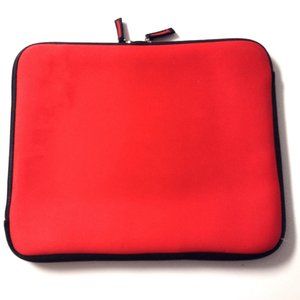 Red Protective 17" Computer Sleeve ~ Lined/Padded ~ Double Zip ~ Int. Pocket NOB